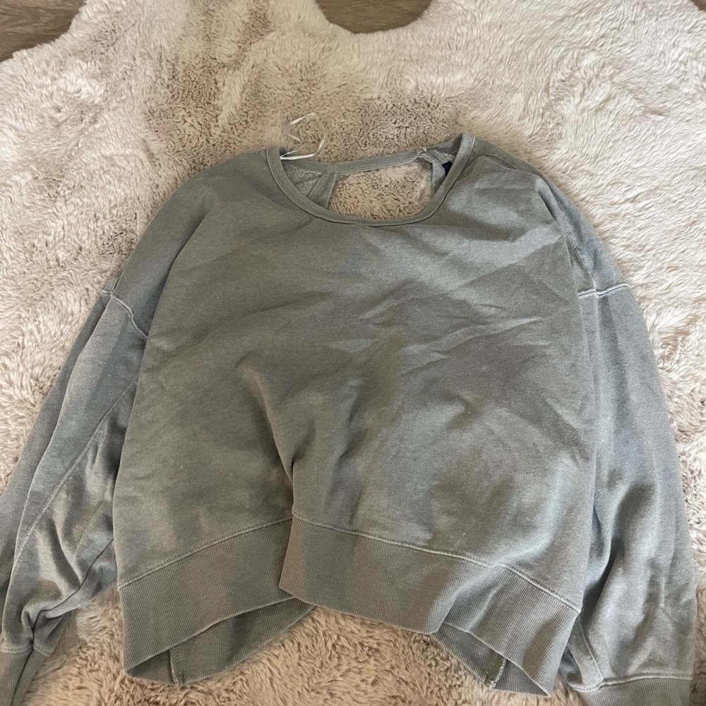Green open back pullover